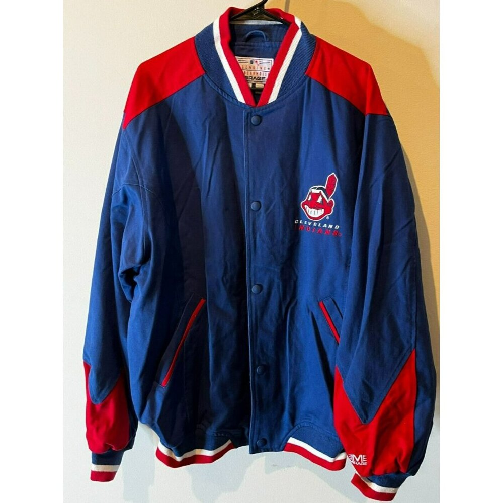 CLEVELAND INDIANS CHIEF By mirage Snap Button Jacket Size XXL Rare!